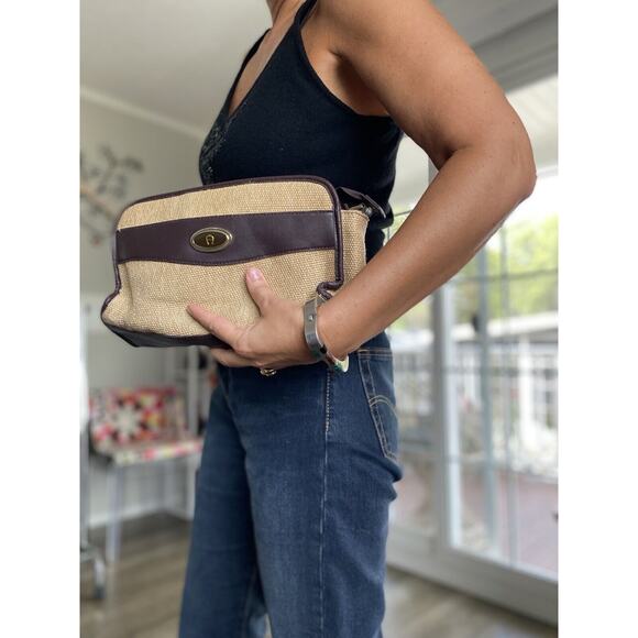 Vintage Etienne Aigner Bag Purse Natural Woven - Picture 1 of 10